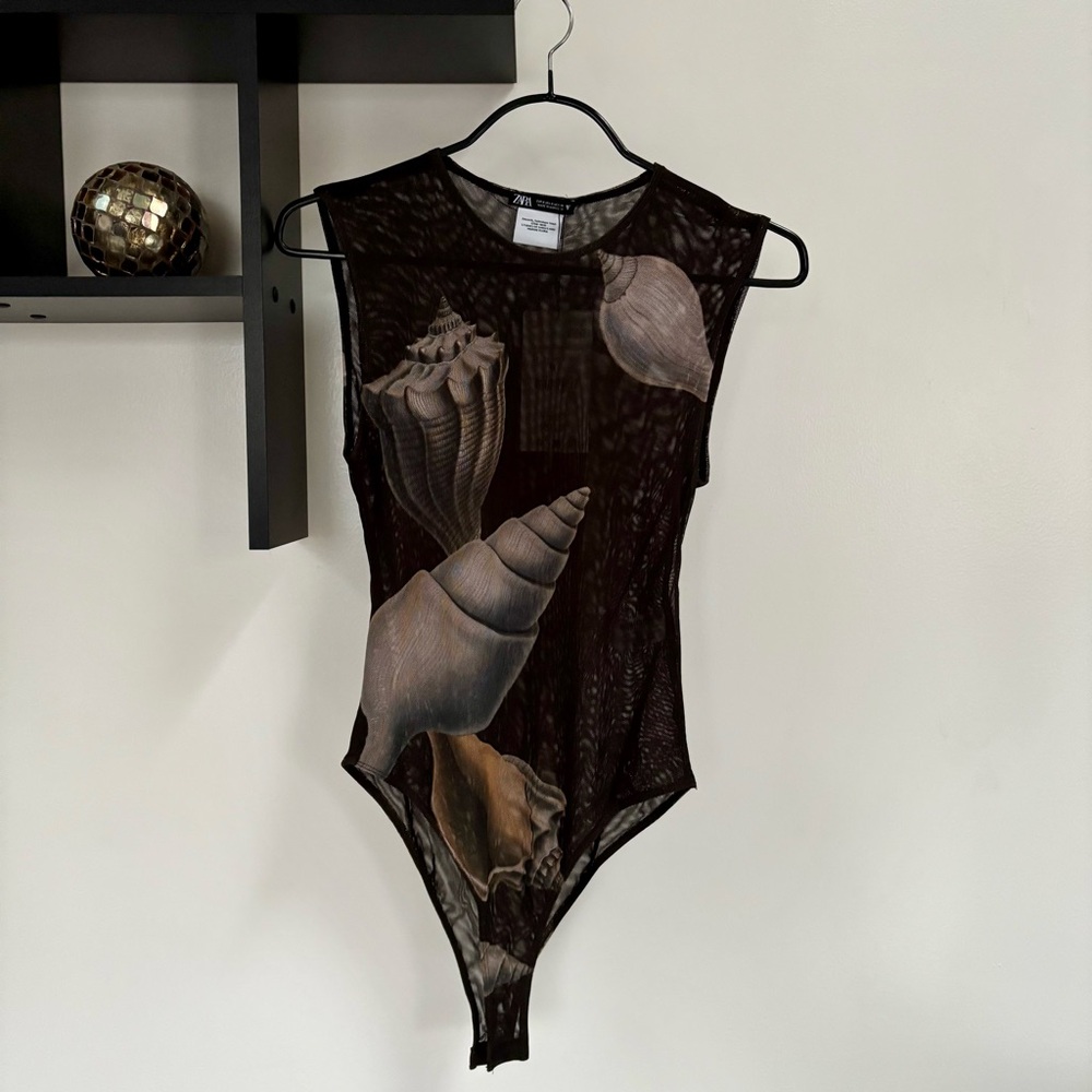 Zara Mesh Bodysuit with Seashell Design